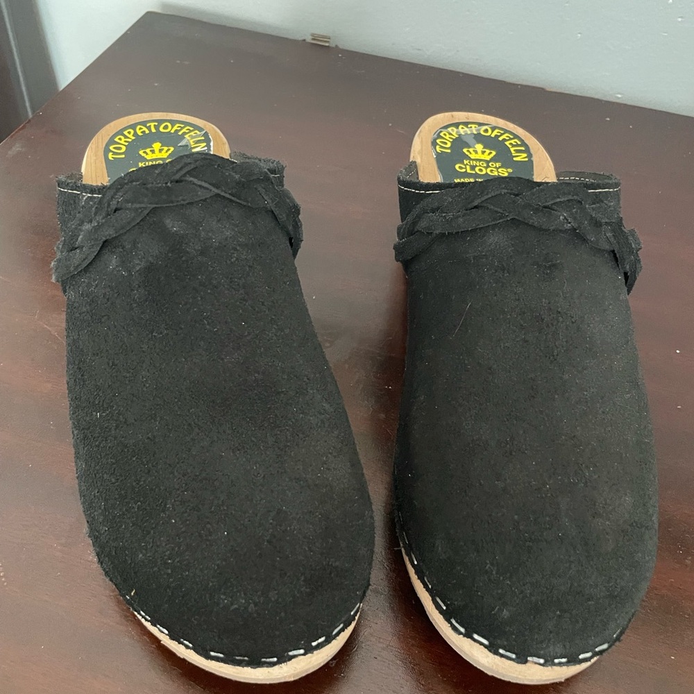 Black Suede Clogs for Women